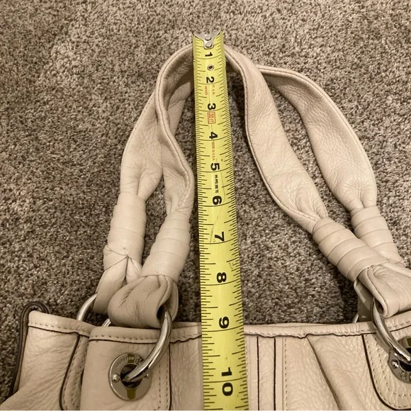 VTG B Makowsky Handbag Pebbled Leather Ivory Hobo Shoulder Bag 14x10” - Picture 5 of 8